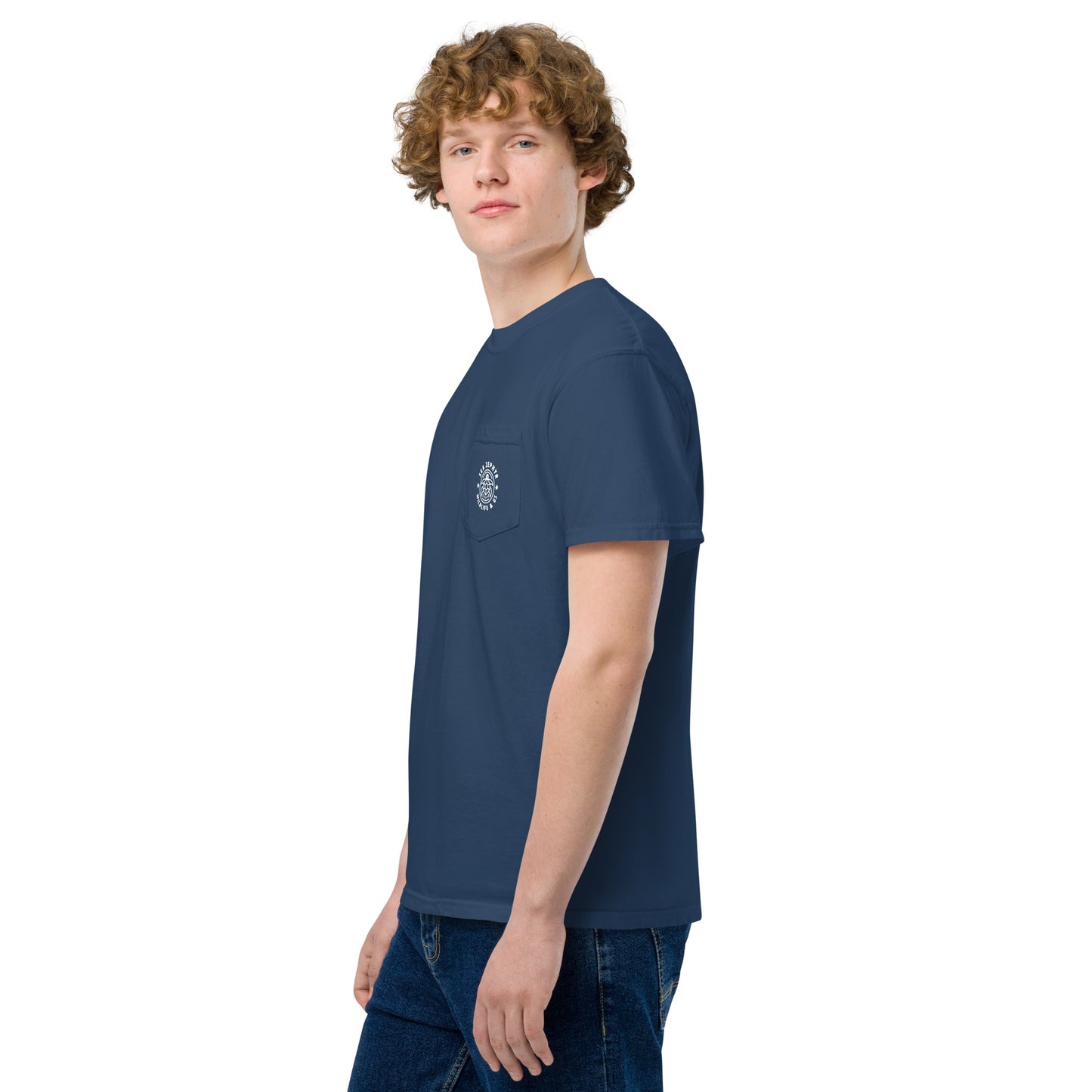 Sea Zephyr unisex garment-dyed pocket t-shirt - navy blue